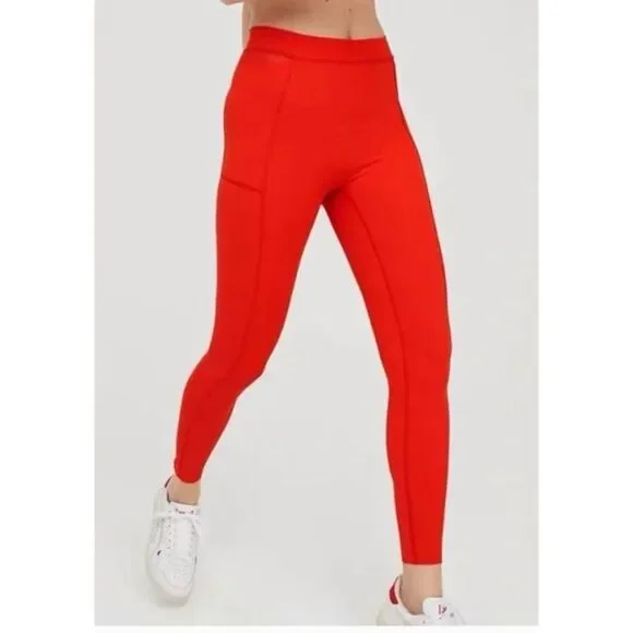 NWT Aerie Offline Orange High Rise 7/8 Length Goal Leggings Large - Picture 1 of 12